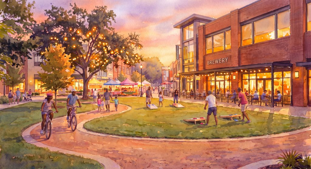 Conceptual rendering of village center at Provenance
