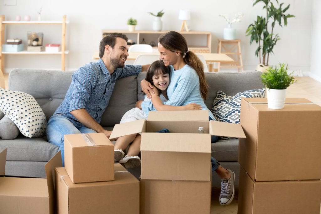Family moving into a new house