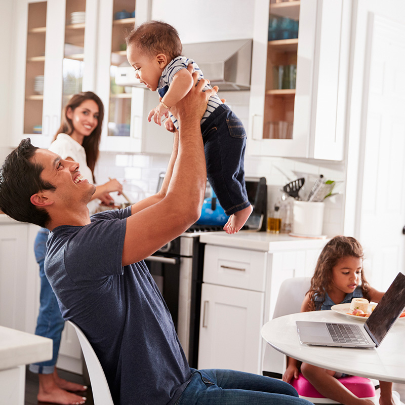Family in their kitchen