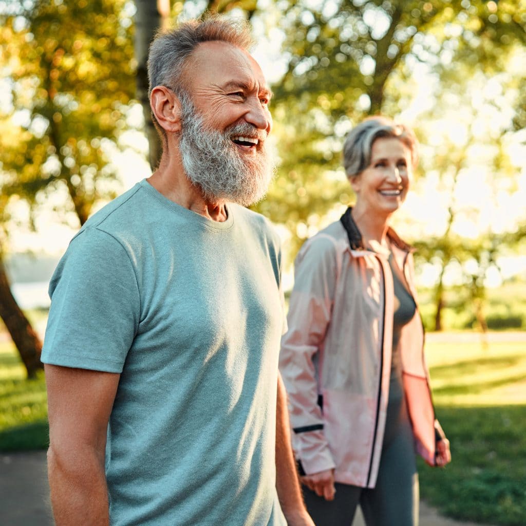 Couple walking in a park