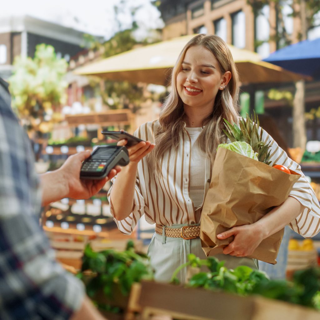 Woman at a farmers market