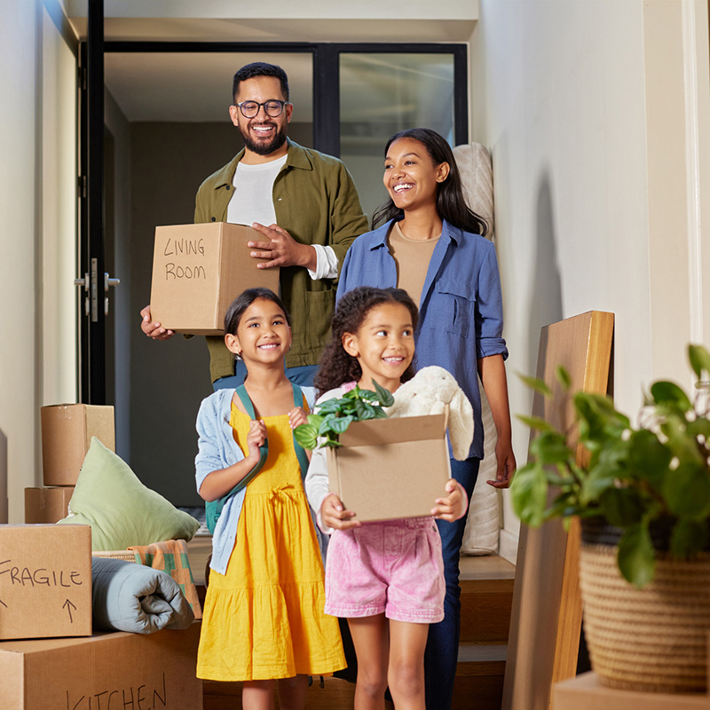 Family moving into a new home