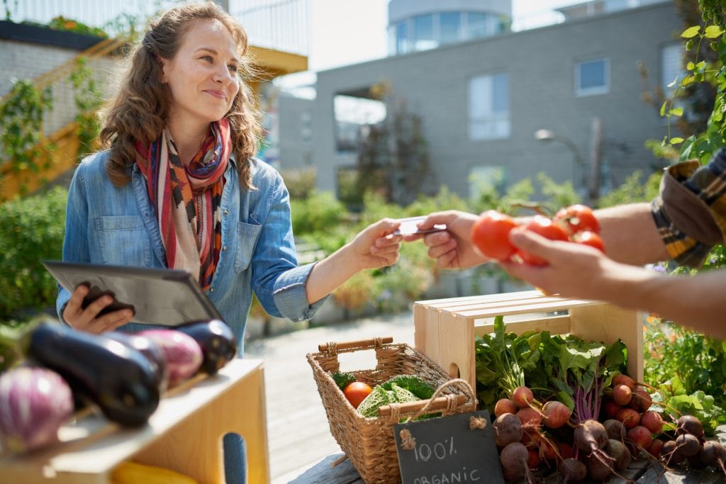 Woman at a farmers market