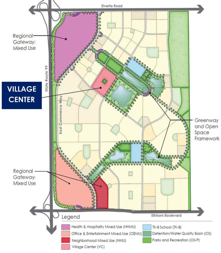 Site plan showing location of the Village Center at Provenance